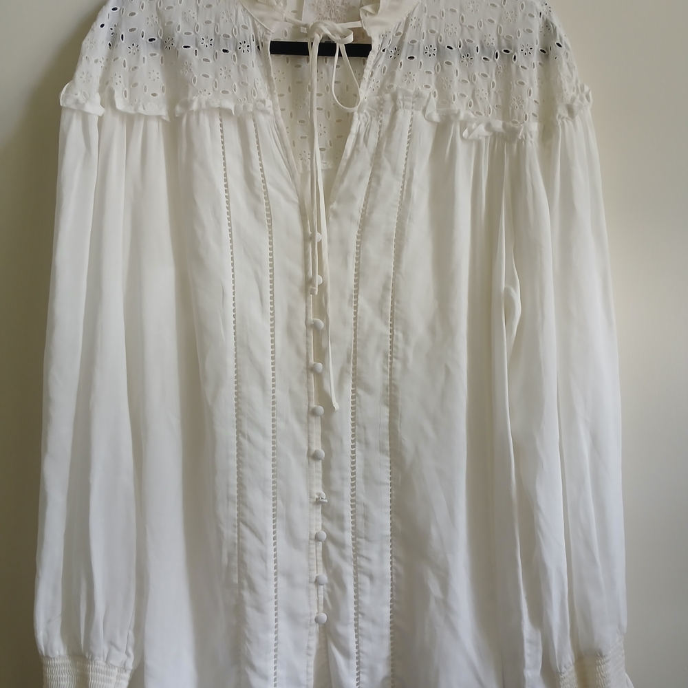 Johnny Was White Eyelet Blouse